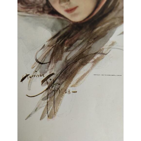 Harrison Fisher Girl with BLONDE CURLS - 1909 Antique Print Art - Picture 3 of 4